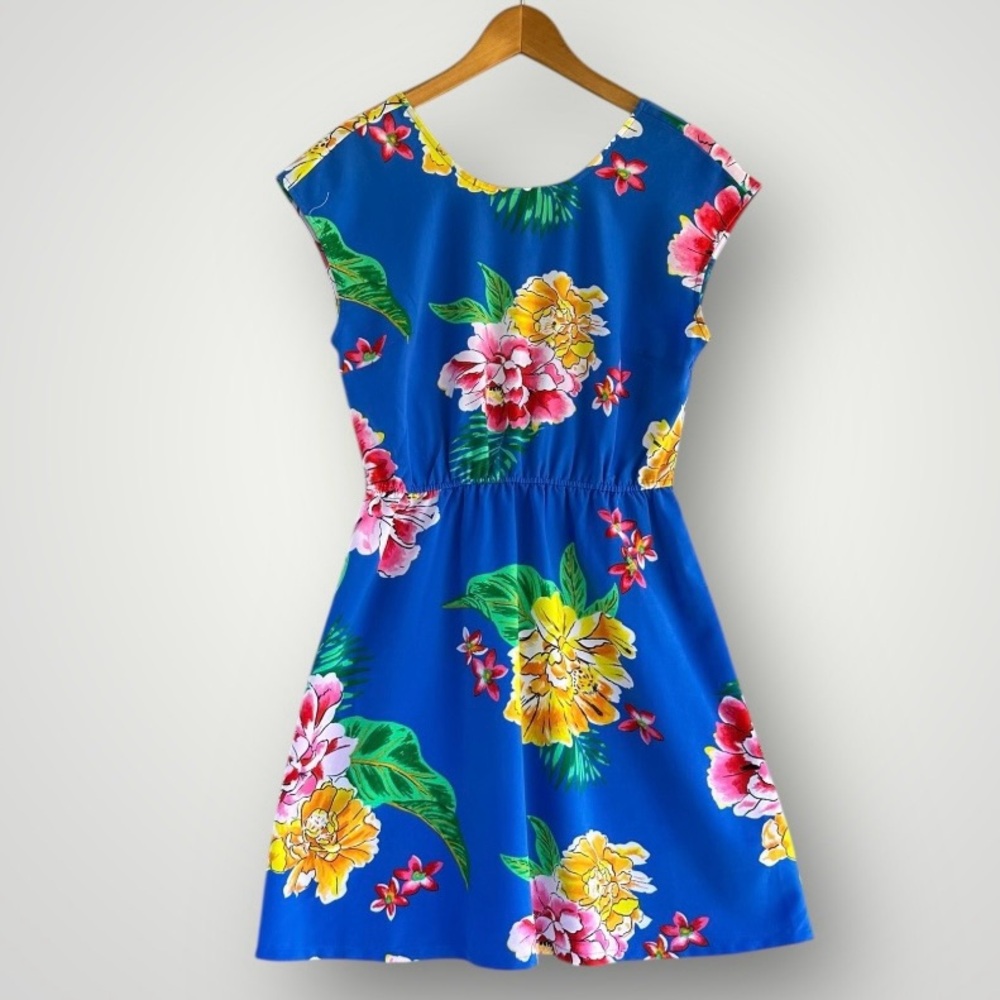 Old Navy Royal Blue Floral Fit-and-Flare Dress